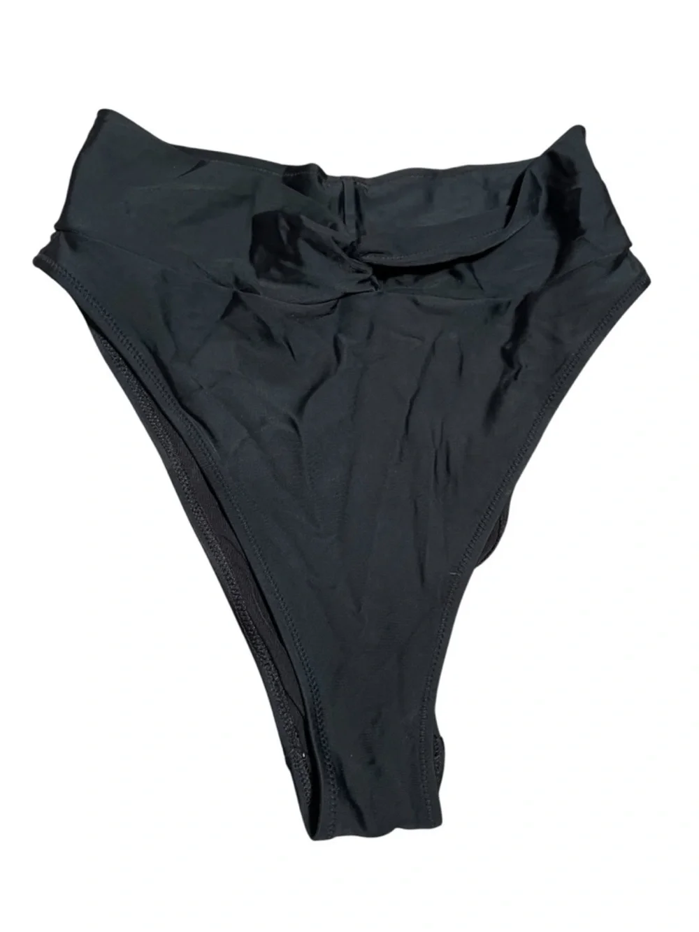 Aerie Womens Size Small Bikini Black Scoop Neck Lace Up High Waist Cheeky Bottom